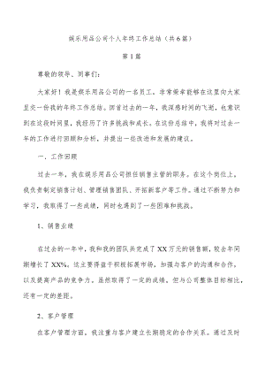 娱乐用品公司个人年终工作总结（共6篇）.docx
