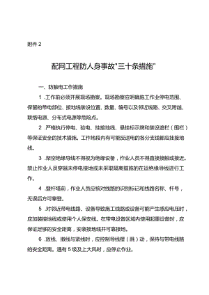 国家电网公司配网工程防人身事故“三十条措施”.docx