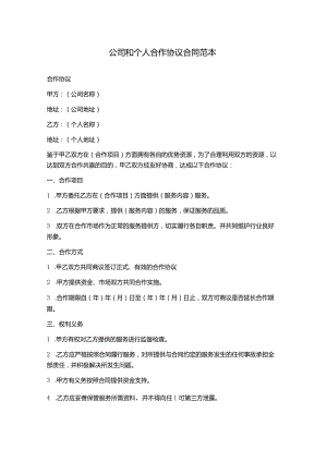 公司和个人合作协议合同范本.docx
