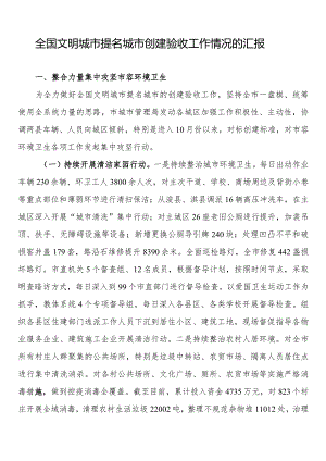 全国文明城市提名城市创建验收工作情况的汇报.docx