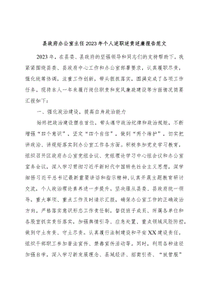 县政府办公室主任2023年个人述职述责述廉报告工作总结汇报范文稿.docx