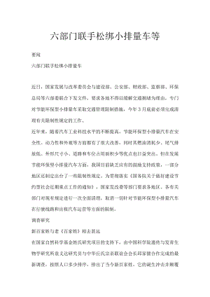 六部门联手松绑小排量车等.docx