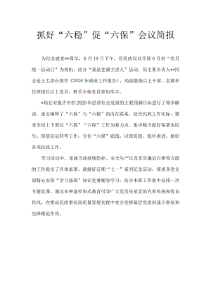 抓好“六稳”促“六保”会议简报3.docx