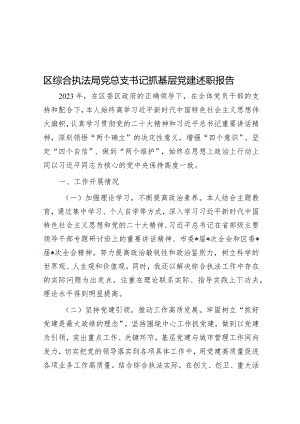 区综合执法局党总支书记抓基层党建述职报告.docx
