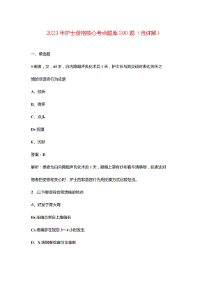 2023年护士资格核心考点题库300题（含详解）.docx