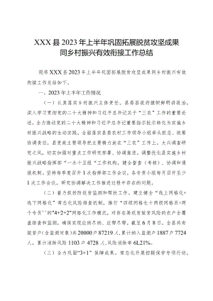 2023年上半年巩固拓展脱贫攻坚成果同乡村振兴有效衔接工作总结.docx