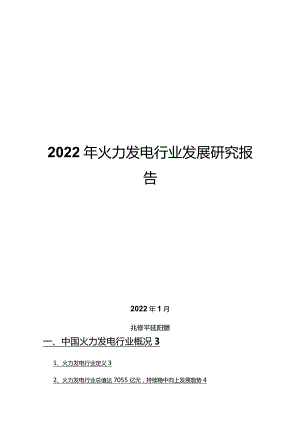 2022年火力发电行业发展研究报告.docx
