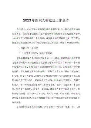 2023年度医院党建工作总结（参考范文）.docx