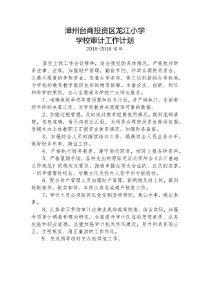 18-19龙江小学学校审计工作计划.docx