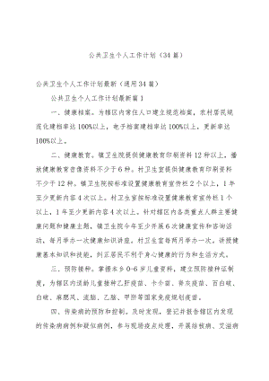 公共卫生个人工作计划（34篇）.docx