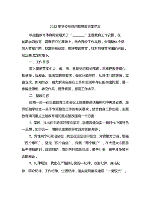2022年学校检视问题整改方案范文.docx