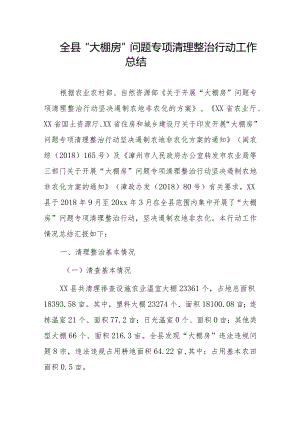 全县“大棚房”问题专项清理整治行动工作总结.docx