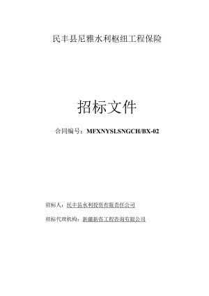(招标文件)民丰县尼雅水利枢纽工程保险.docx