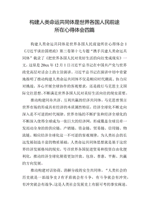 构建人类命运共同体是世界各国人民前途所在心得体会四篇.docx