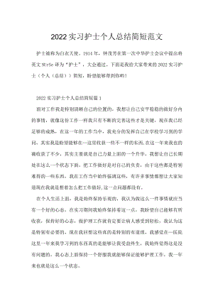 2022实习护士个人总结简短范文.docx