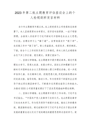 2023年第二批主题教育评估座谈会上的个人检视剖析发言材料.docx