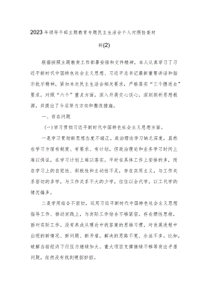 2023年领导干部主题教育专题民主生活会个人对照检查材料参考.docx