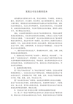 某某公司安全教育范本.docx
