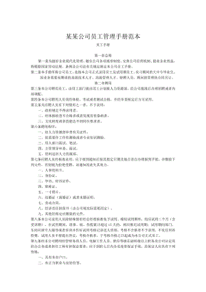 某某公司员工管理手册范本.docx