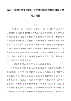 政法干部学习贯彻党的二十大精神心得体会研讨发言材料共两篇.docx