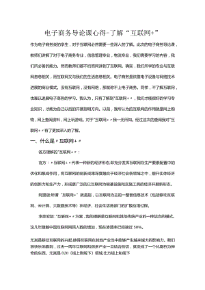 电子商务导论课心得-了解“互联网+”.docx
