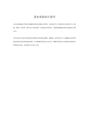 某实业商业计划书.docx