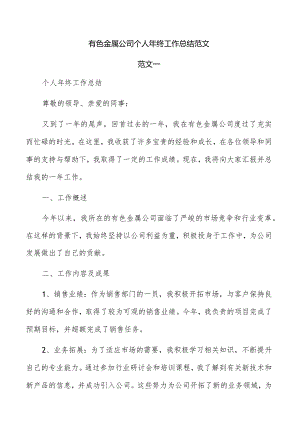 有色金属公司个人年终工作总结范文.docx