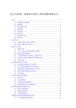 某公司冶炼厂尾渣综合利用工程环境影响报告书.docx