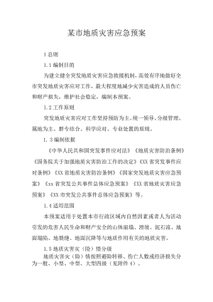 某市地质灾害应急预案.docx