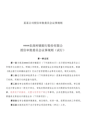 某某公司授信审批委员会议事规则.docx