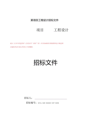某项目工程设计招标文件.docx
