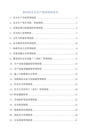 某科技安全生产规章制度范本.docx