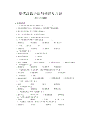 现代汉语语法与修辞复习题.docx