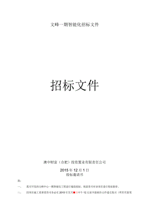 文峰一期智能化招标文件.docx