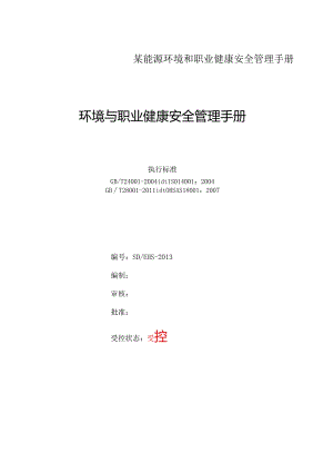 某能源环境和职业健康安全管理手册.docx