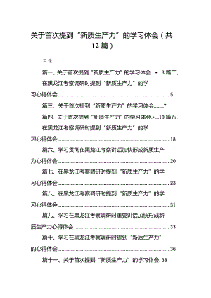 2024关于首次提到“新质生产力”的学习体会12篇（精选版）.docx