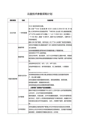 云盘技术参数采购计划.docx