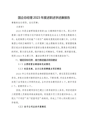 国企总经理2023年度述职述学述廉报告.docx