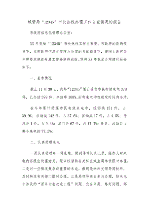 城管局“12345”市长热线办理工作自查情况的报告.docx