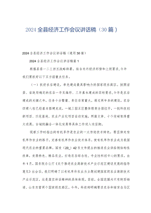 2024全县经济工作会议讲话稿（30篇）.docx