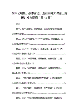 2024在牢记嘱托、感恩奋进、走在前列大讨论上的研讨发言提纲12篇（精选版）.docx