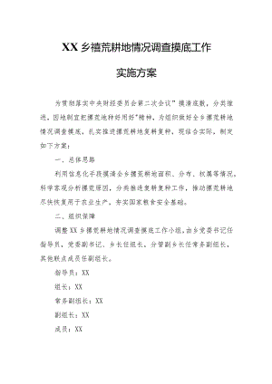 XX乡撂荒耕地情况调查摸底工作实施方案.docx