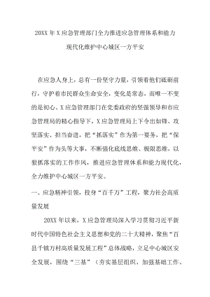 20XX年X应急管理部门全力推进应急管理体系和能力现代化维护中心城区一方平安.docx