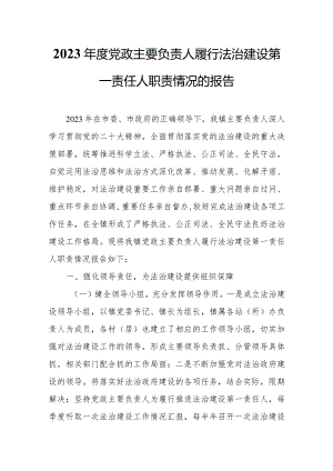 2023年度党政主要负责人履行法治建设第一责任人职责情况的报告.docx