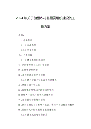 2024年关于加强农村基层党组织建设的工作方案.docx