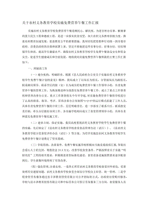 关于农村义务教育学校实施免费营养午餐工作汇报.docx