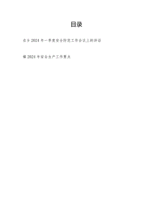 在乡镇2024年一季度安全防范工作会议上的讲话和乡镇2024年安全生产工作要点计划思路.docx