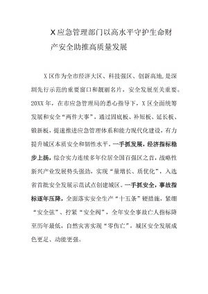 X应急管理部门以高水平守护生命财产安全助推高质量发展.docx