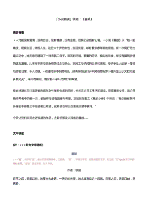 「小说精读」铁凝：《暮鼓》.docx