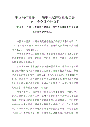 2.中国共产党第二十届中央纪律检查委员会第三次全体会议公报.docx